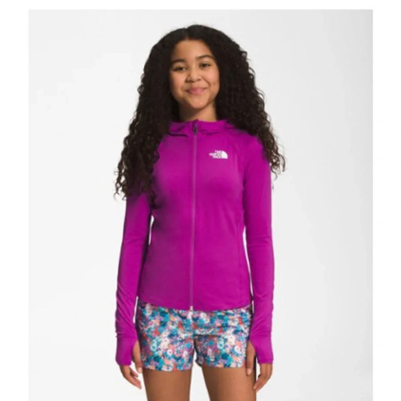 The North Face Girls Medium Amphibious Full-Zip Sun Hoodie Dark Pink Purple NWT - Picture 7 of 9